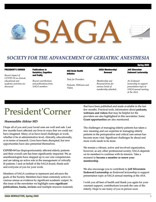 SAGA Newsletter Spring 2020